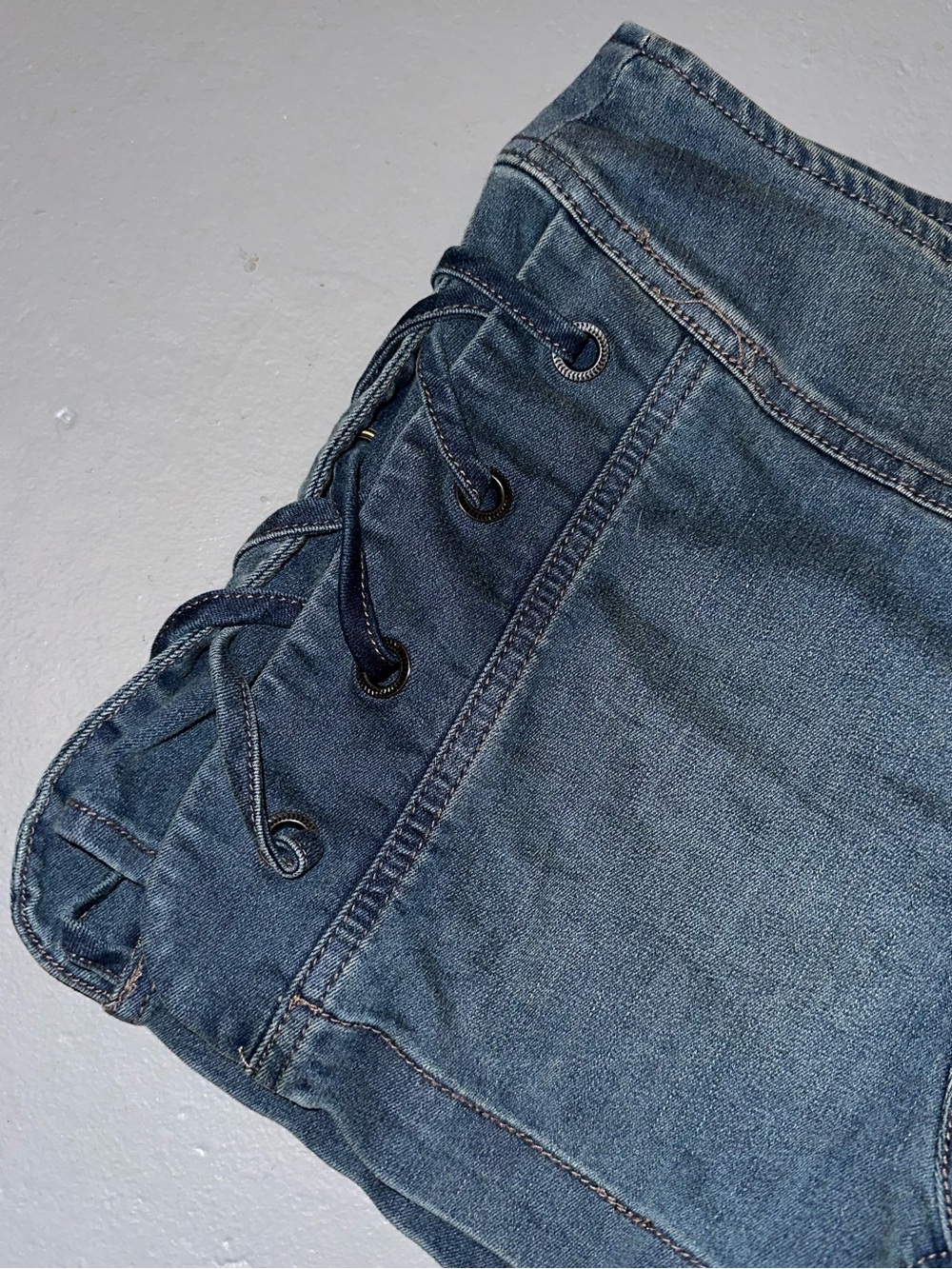 Free people Denim Lace-Up Women's Shorts - Dark Blue - Picture 3 of 5